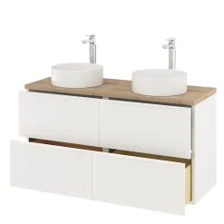 Meuble Buanderie|GoodHome Meuble sous vasque suspendu blanc mat l.120 x H.60 x P.45 cm, Imandra