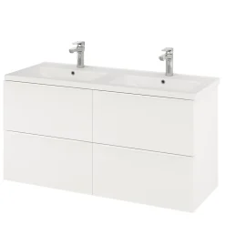 Meuble Buanderie|GoodHome Meuble sous vasque suspendu blanc mat l.120 x H.60 x P.45 cm, Imandra