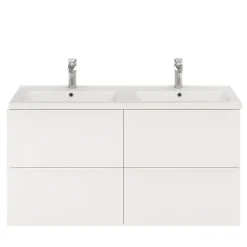 Meuble Buanderie|GoodHome Meuble sous vasque suspendu blanc mat l.120 x H.60 x P.45 cm, Imandra