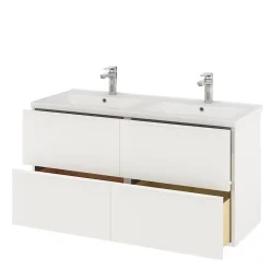 Meuble Buanderie|GoodHome Meuble sous vasque suspendu blanc mat l.120 x H.60 x P.45 cm, Imandra