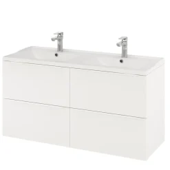 Meuble Buanderie|GoodHome Meuble sous vasque suspendu blanc mat l.120 x H.60 x P.45 cm, Imandra