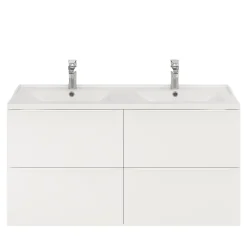 Meuble Buanderie|GoodHome Meuble sous vasque suspendu blanc mat l.120 x H.60 x P.45 cm, Imandra