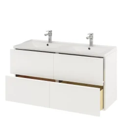 Meuble Buanderie|GoodHome Meuble sous vasque suspendu blanc mat l.120 x H.60 x P.45 cm, Imandra