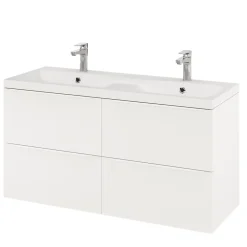 Meuble Buanderie|GoodHome Meuble sous vasque suspendu blanc mat l.120 x H.60 x P.45 cm, Imandra