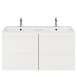Meuble Buanderie|GoodHome Meuble sous vasque suspendu blanc mat l.120 x H.60 x P.45 cm, Imandra