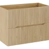 Meuble Sous-Vasque|Vente-unique Meuble sous vasque suspendu strié - Naturel clair - L80 cm - ORISO