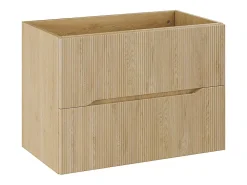 Meuble Sous-Vasque|Vente-unique Meuble sous vasque suspendu strié - Naturel clair - L80 cm - ORISO