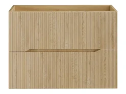 Meuble Sous-Vasque|Vente-unique Meuble sous vasque suspendu strié - Naturel clair - L80 cm - ORISO
