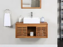 Meuble Sous-Vasque|Vente-unique Meuble sous vasque suspendu en bois d'acacia - 90 cm - PENEBEL