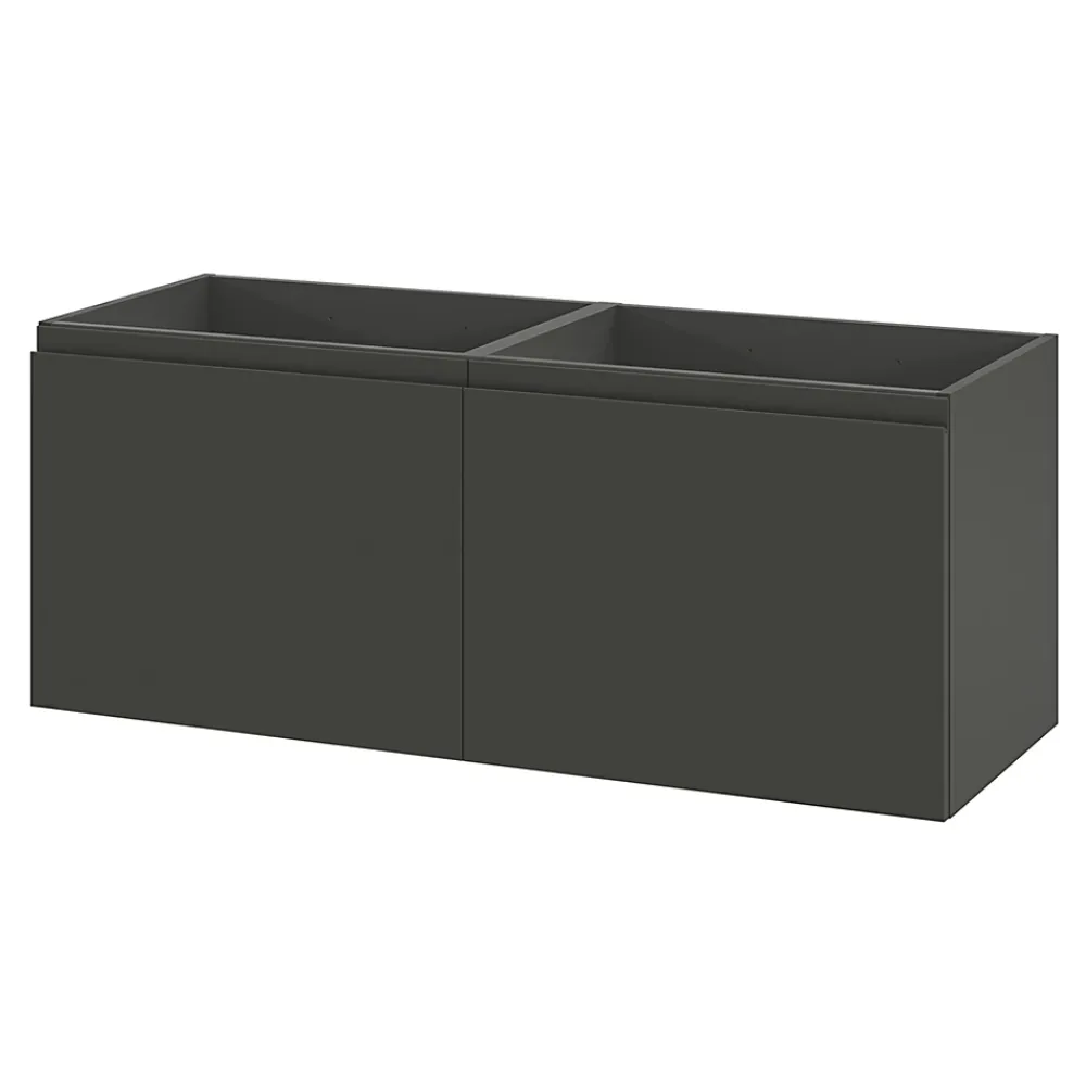 GoodHome Meuble sous vasque suspendu gris anthracite mat 4 tiroirs l.120 x H.48 x P.45 cm, Levanna