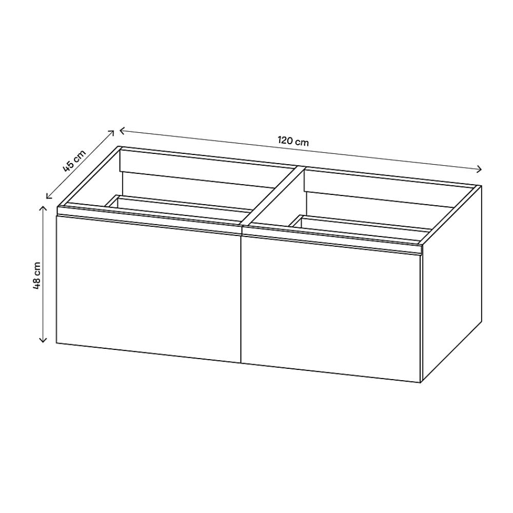 GoodHome Meuble sous vasque suspendu gris anthracite mat 4 tiroirs l.120 x H.48 x P.45 cm, Levanna