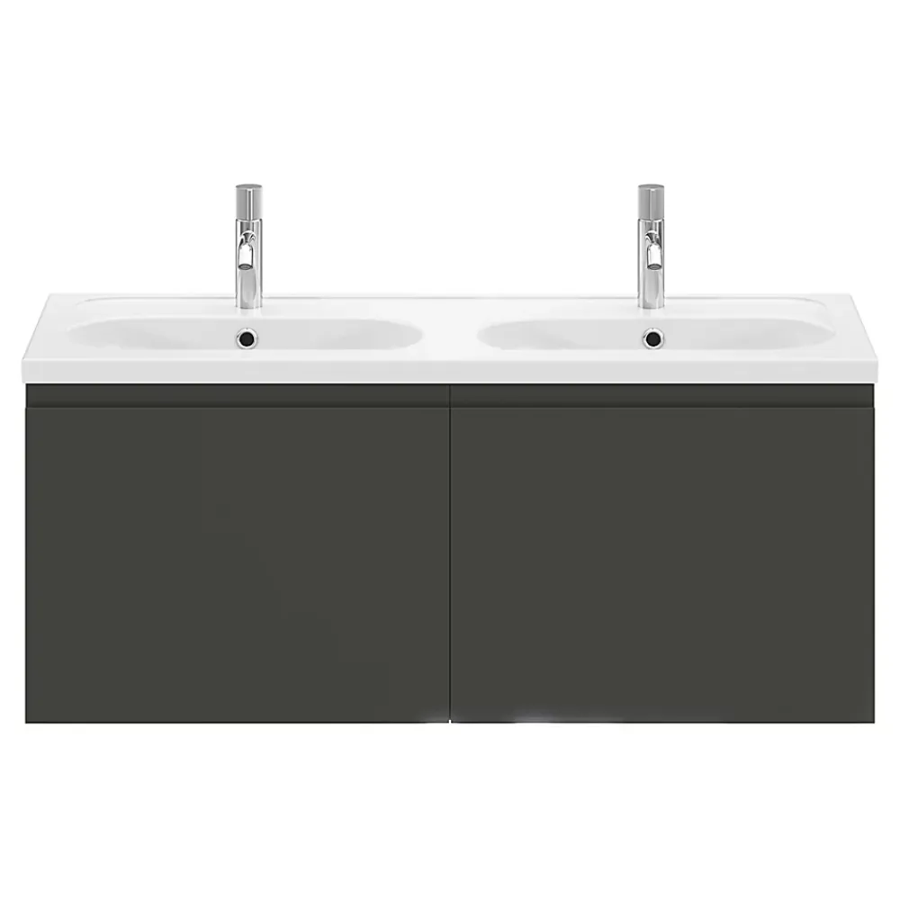 GoodHome Meuble sous vasque suspendu gris anthracite mat 4 tiroirs l.120 x H.48 x P.45 cm, Levanna