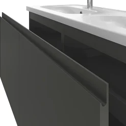 GoodHome Meuble sous vasque suspendu gris anthracite mat 4 tiroirs l.120 x H.48 x P.45 cm, Levanna