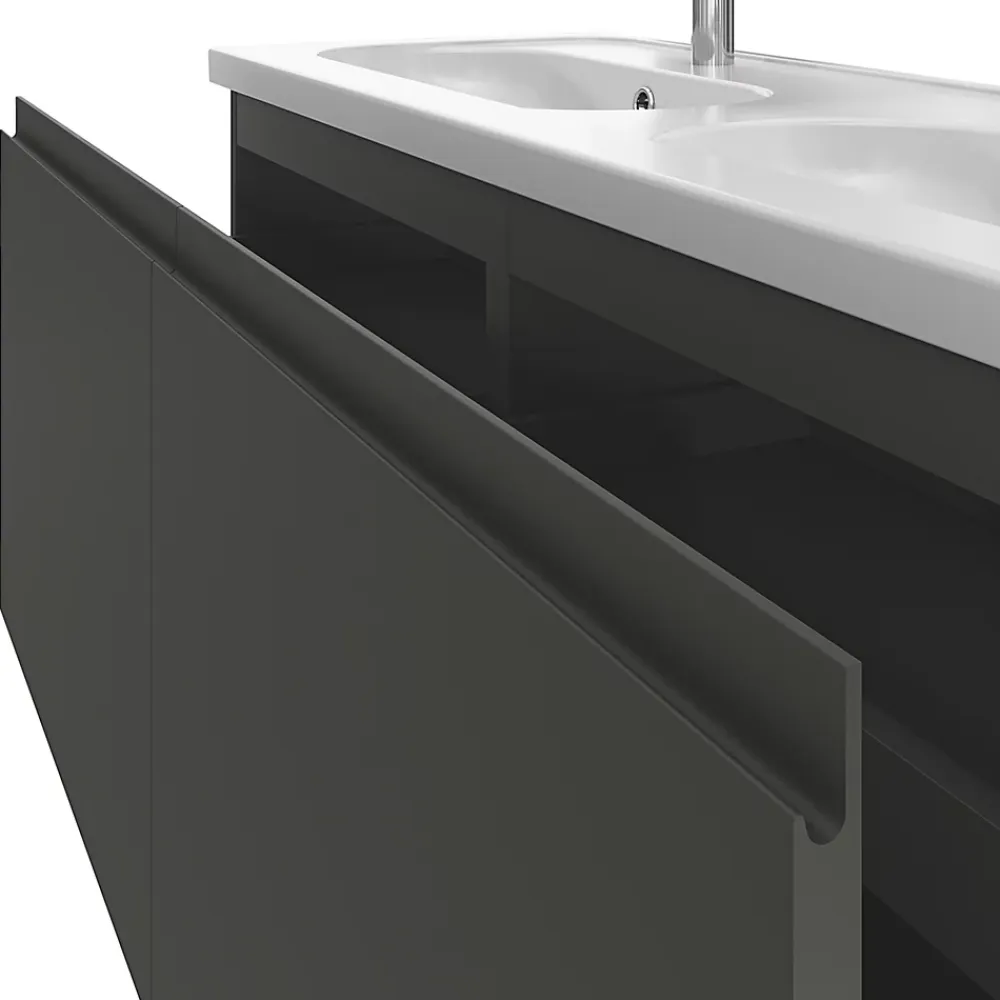 GoodHome Meuble sous vasque suspendu gris anthracite mat 4 tiroirs l.120 x H.48 x P.45 cm, Levanna