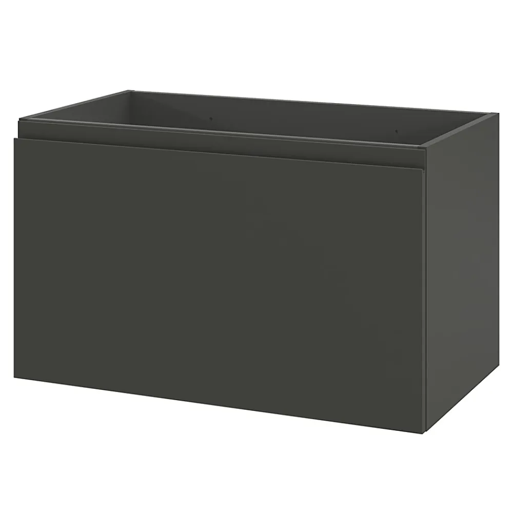 GoodHome Meuble sous vasque suspendu gris anthracite mat 2 tiroirs l.80 x H.48 x P.45 cm Levanna