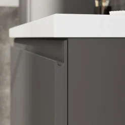 GoodHome Meuble sous vasque suspendu gris anthracite mat 2 tiroirs l.80 x H.48 x P.45 cm Levanna