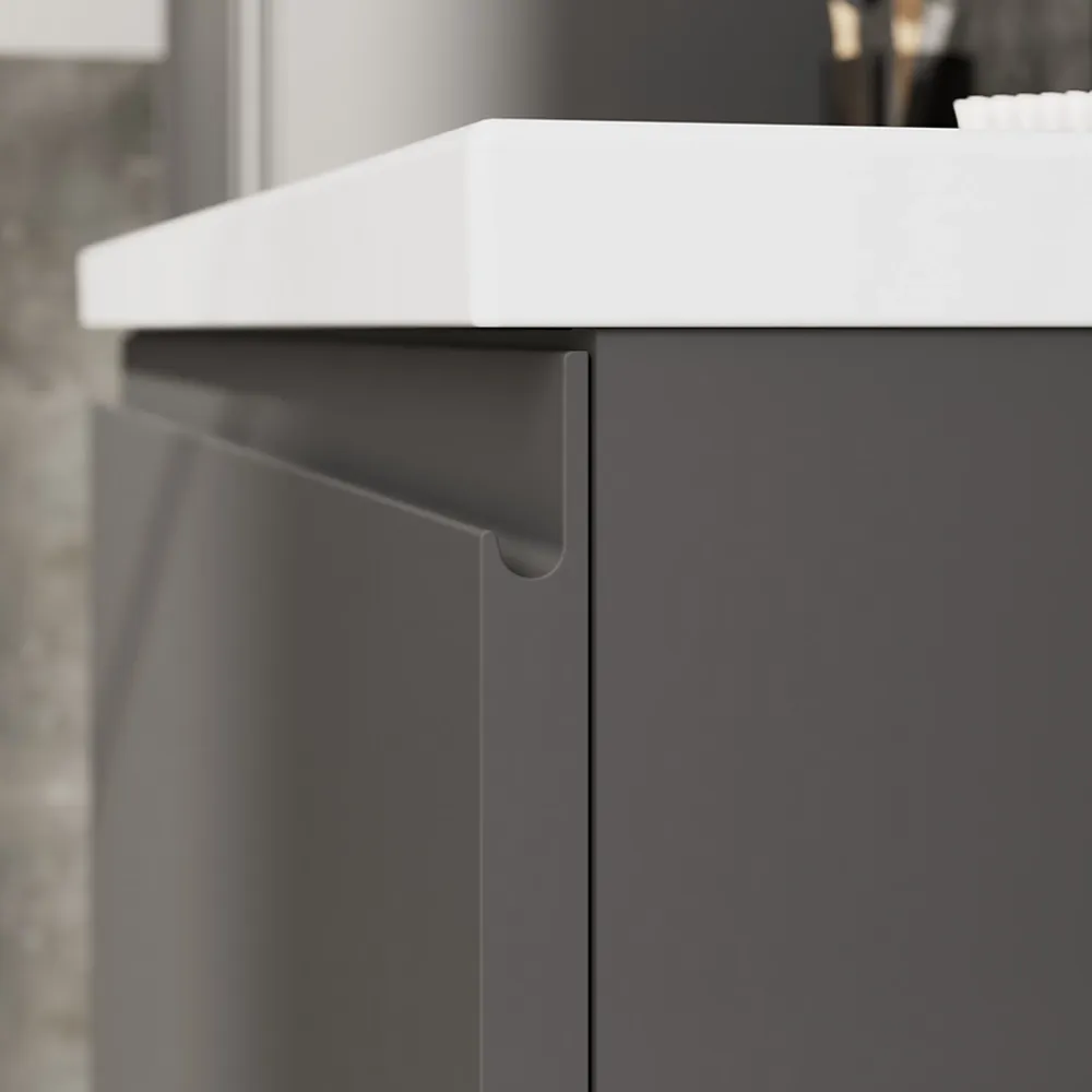 GoodHome Meuble sous vasque suspendu gris anthracite mat 2 tiroirs l.80 x H.48 x P.45 cm Levanna