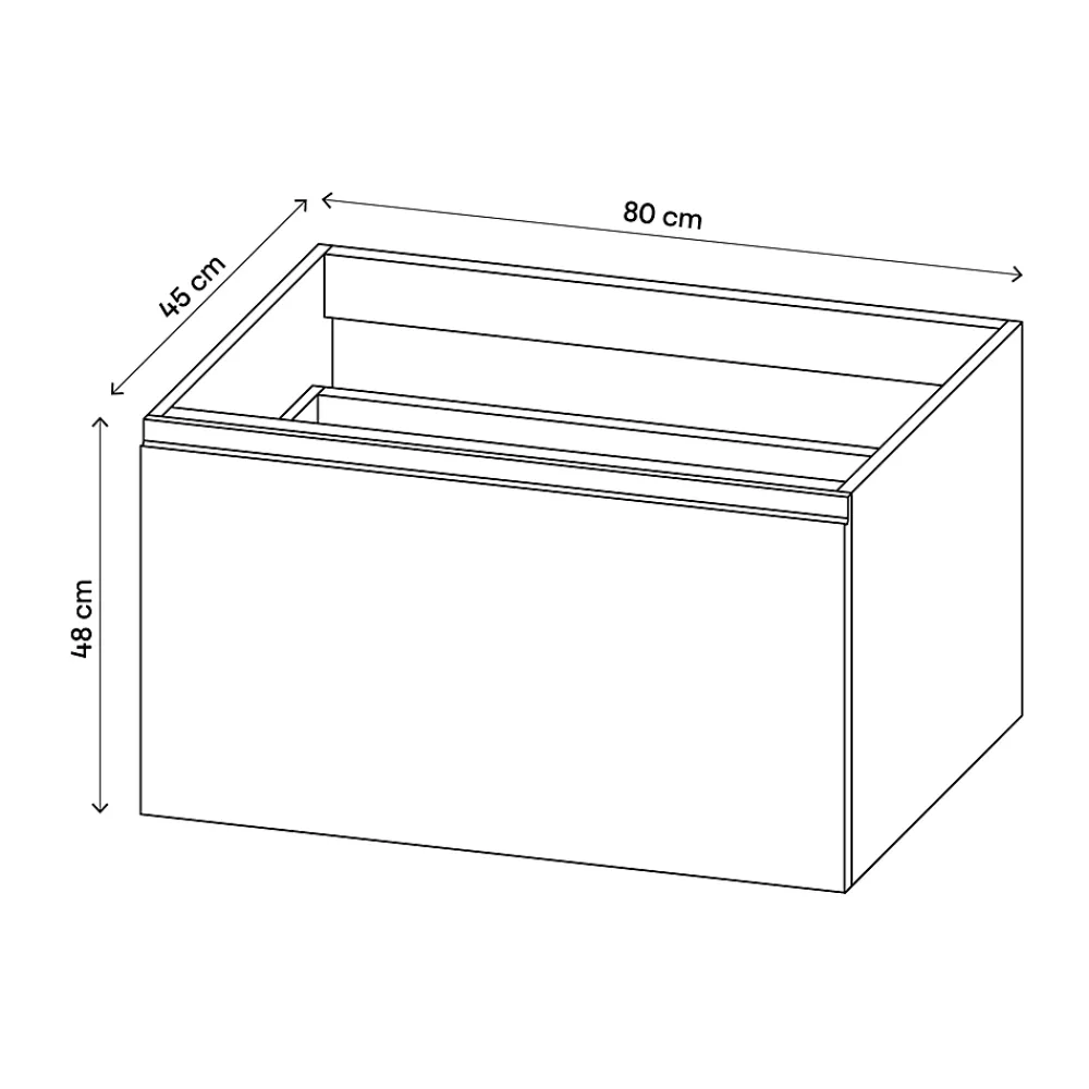 GoodHome Meuble sous vasque suspendu gris anthracite mat 2 tiroirs l.80 x H.48 x P.45 cm Levanna