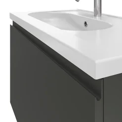 GoodHome Meuble sous vasque suspendu gris anthracite mat 2 tiroirs l.80 x H.48 x P.45 cm Levanna