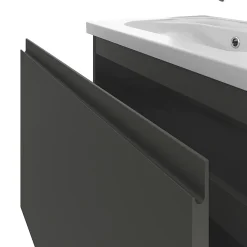 GoodHome Meuble sous vasque suspendu gris anthracite mat 2 tiroirs l.80 x H.48 x P.45 cm Levanna