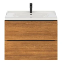 GoodHome Meuble sous vasque suspendu effet noyer l.80 x H.60 x P.45 cm, Imandra