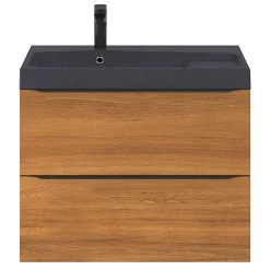 GoodHome Meuble sous vasque suspendu effet noyer l.80 x H.60 x P.45 cm, Imandra