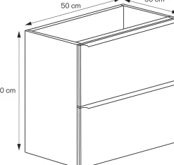GoodHome Meuble sous vasque suspendu faible profondeur effet noyer l.50 x H.60 x P.36 cm, Imandra