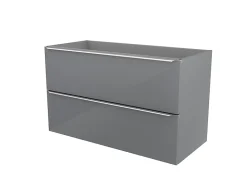 Meuble Buanderie|Meuble Sous-Vasque|GoodHome Meuble sous vasque suspendu gris brillant l.100 x H.60 x P.45 cm, Imandra