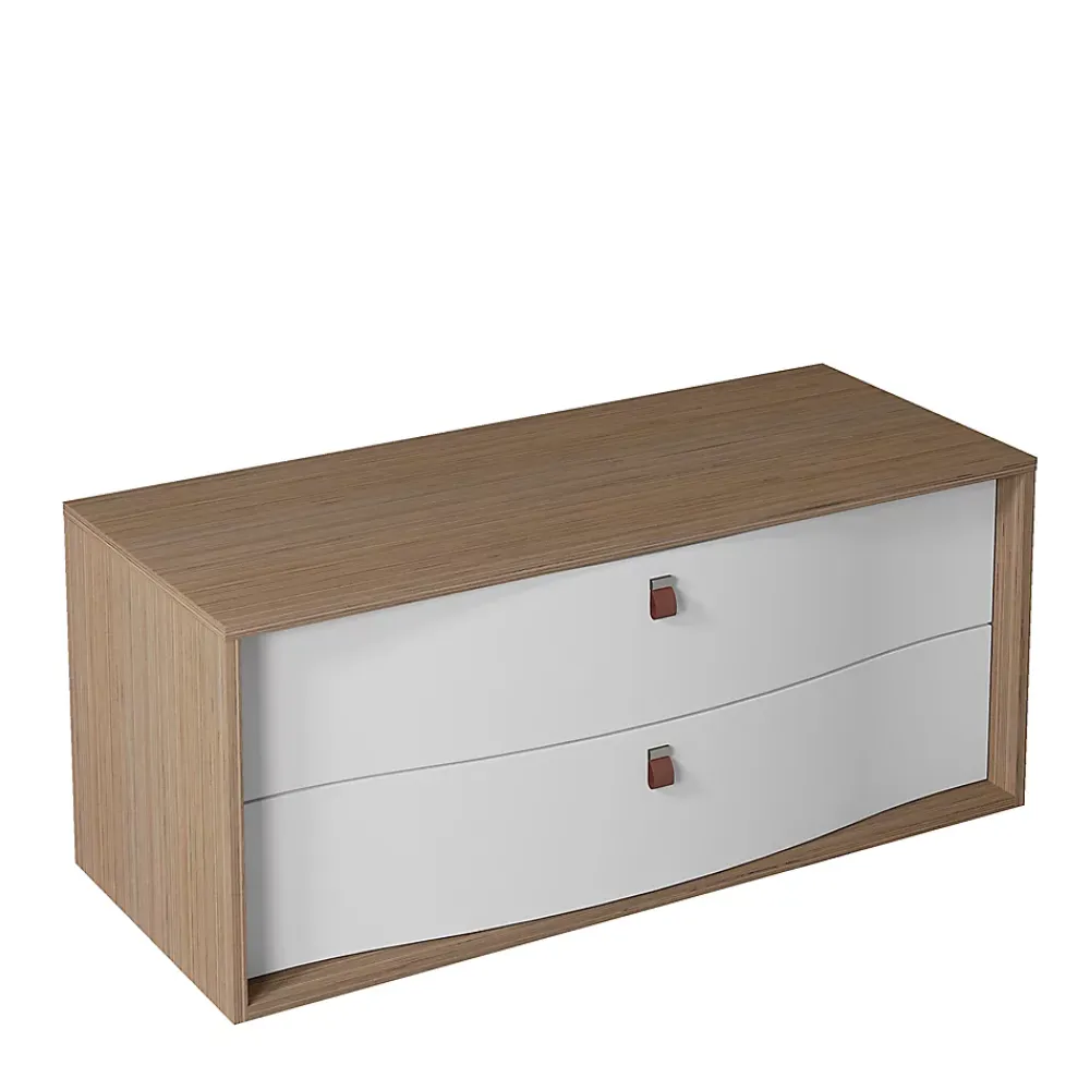 Decotec Meuble sous vasque suspendu blanc mat 2 tiroirs l.120 x H.50 x P.50 cm, Havana