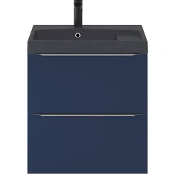 GoodHome Meuble sous vasque suspendu bleu nuit mat l.60 x H.60 x P.45 cm, Imandra