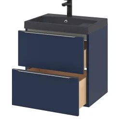 GoodHome Meuble sous vasque suspendu bleu nuit mat l.60 x H.60 x P.45 cm, Imandra