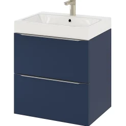 GoodHome Meuble sous vasque suspendu bleu nuit mat l.60 x H.60 x P.45 cm, Imandra