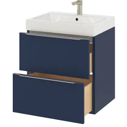 GoodHome Meuble sous vasque suspendu bleu nuit mat l.60 x H.60 x P.45 cm, Imandra