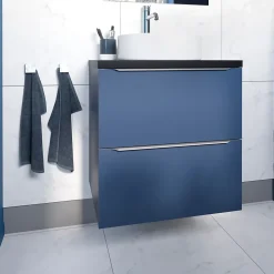 GoodHome Meuble sous vasque suspendu bleu nuit mat l.60 x H.60 x P.45 cm, Imandra