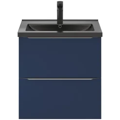 GoodHome Meuble sous vasque suspendu bleu nuit mat l.60 x H.60 x P.45 cm, Imandra