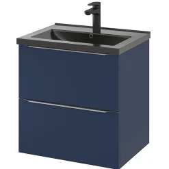 GoodHome Meuble sous vasque suspendu bleu nuit mat l.60 x H.60 x P.45 cm, Imandra