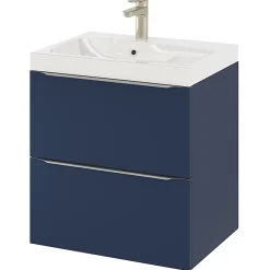 GoodHome Meuble sous vasque suspendu bleu nuit mat l.60 x H.60 x P.45 cm, Imandra
