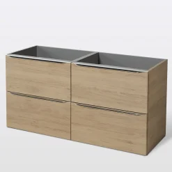 GoodHome Meuble sous vasque suspendu effet chêne l.120 x H.60 x P.45 cm, Imandra