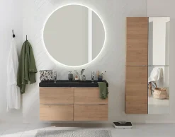 GoodHome Meuble sous vasque suspendu effet chêne l.120 x H.60 x P.45 cm, Imandra