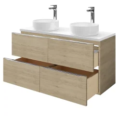 GoodHome Meuble sous vasque suspendu effet chêne l.120 x H.60 x P.45 cm, Imandra