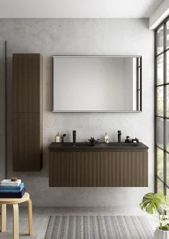 Meuble Buanderie|Ipiemme SRL Meuble sous vasque suspendu effet noyer l.120 cm pour double vasque, Pura