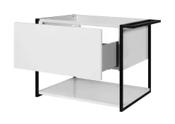 Meuble Sous Lavabo|Furnidea Meuble sous vasque suspendu LOV avec porte-serviettes blanc brillant et noir 80 cm