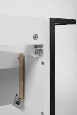 Meuble Sous Lavabo|Furnidea Meuble sous vasque suspendu LOV avec porte-serviettes blanc brillant et noir 80 cm