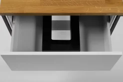 Meuble Sous Lavabo|Furnidea Meuble sous vasque suspendu LOV avec porte-serviettes blanc brillant et noir 80 cm