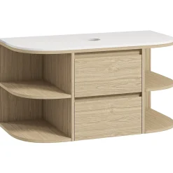 Homcom Meuble sous vasque suspendu design tiroirs étagères - dim. 90L x 45P x 46H cm - effet bois clair