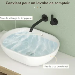 Homcom Meuble sous vasque suspendu design tiroirs étagères - dim. 90L x 45P x 46H cm - effet bois clair
