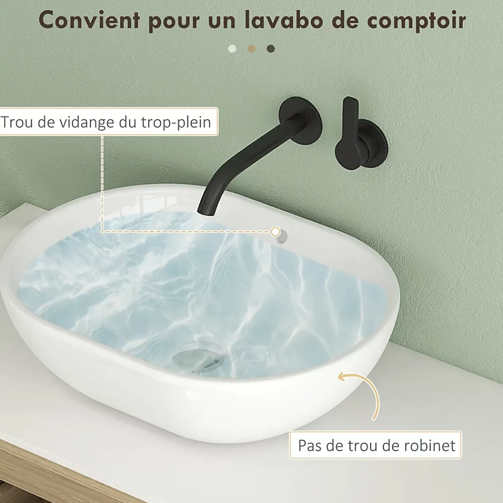 Homcom Meuble sous vasque suspendu design tiroirs étagères - dim. 90L x 45P x 46H cm - effet bois clair