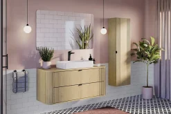Meuble Sous-Vasque|Furnidea Meuble sous vasque suspendu OVALIA - 2 tiroirs chêne 120 cm