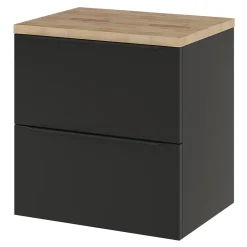 Meuble Buanderie|Meuble Sous-Vasque|GoodHome Meuble sous vasque suspendu noir mat l.60 x H.60 x P.45 cm, Imandra