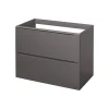 Meuble Buanderie|GoodHome Meuble sous vasque suspendu gris taupe brillant l.80 x H.60 x P.45 cm, Imandra